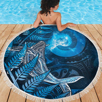 New Zealand Matariki Beach Blanket Maori Koru With Humpback Whale Blue