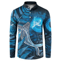 New Zealand Matariki Button Sweatshirt Maori Koru With Humpback Whale Blue