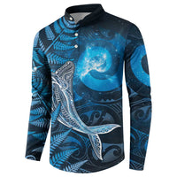 New Zealand Matariki Button Sweatshirt Maori Koru With Humpback Whale Blue