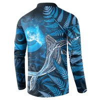New Zealand Matariki Button Sweatshirt Maori Koru With Humpback Whale Blue