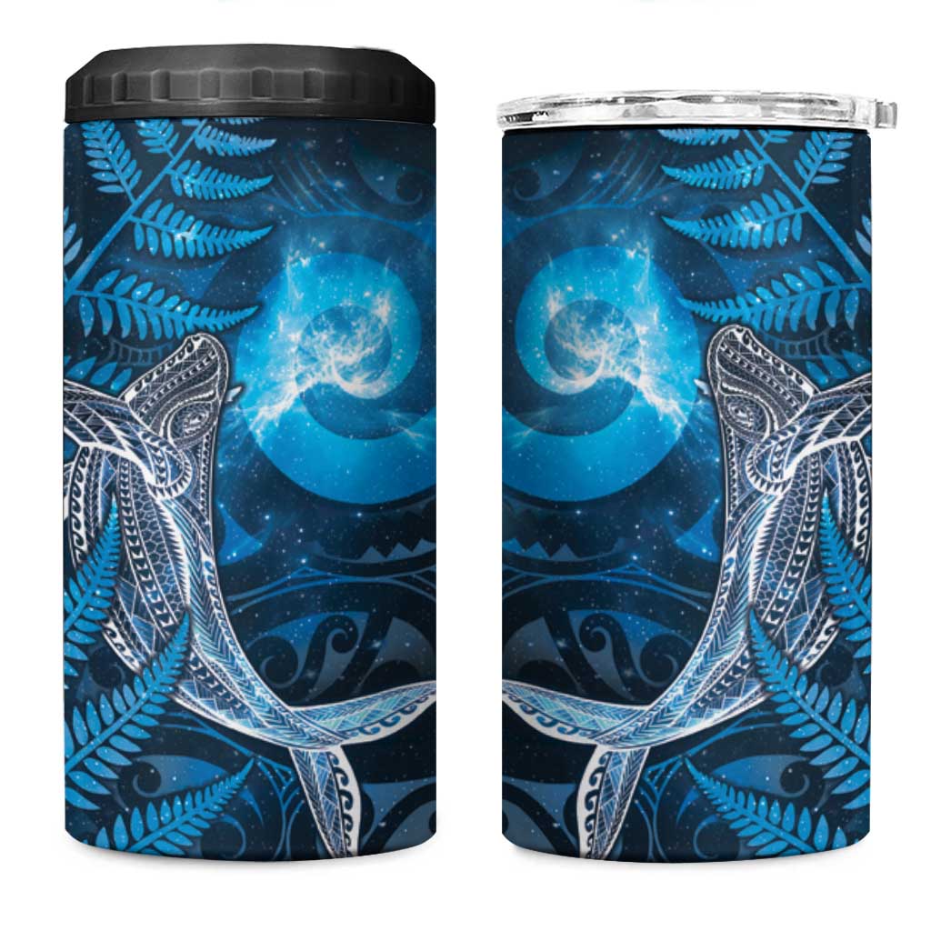 New Zealand Matariki 4 in 1 Can Cooler Tumbler Maori Koru With Humpback Whale Blue LT05 One Size: 16 oz Blue - Polynesian Pride