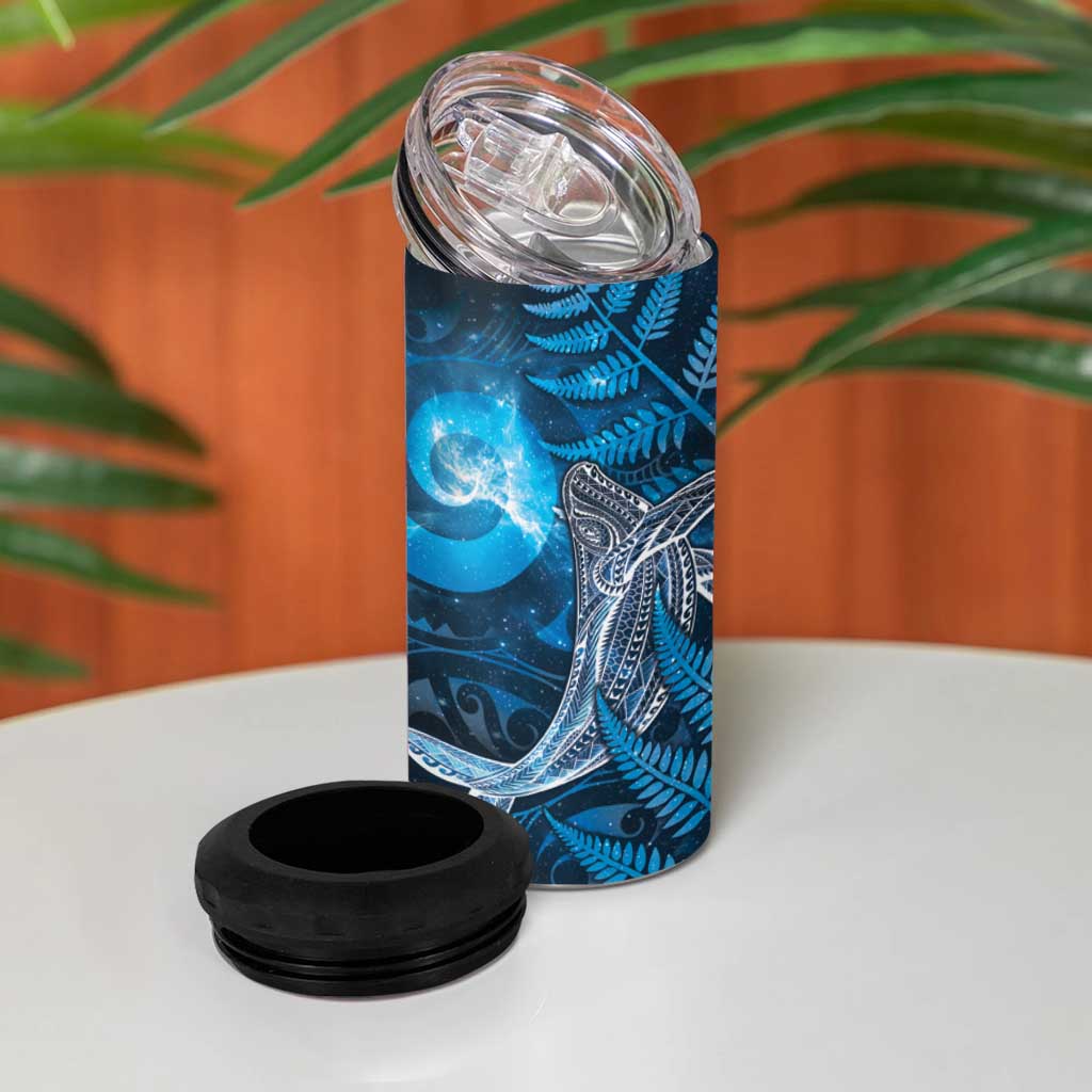 New Zealand Matariki 4 in 1 Can Cooler Tumbler Maori Koru With Humpback Whale Blue LT05 - Polynesian Pride