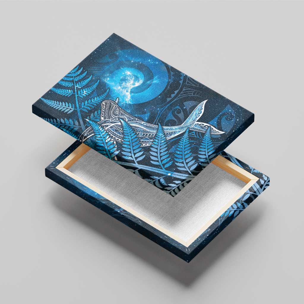 New Zealand Matariki Canvas Wall Art Maori Koru With Humpback Whale Blue