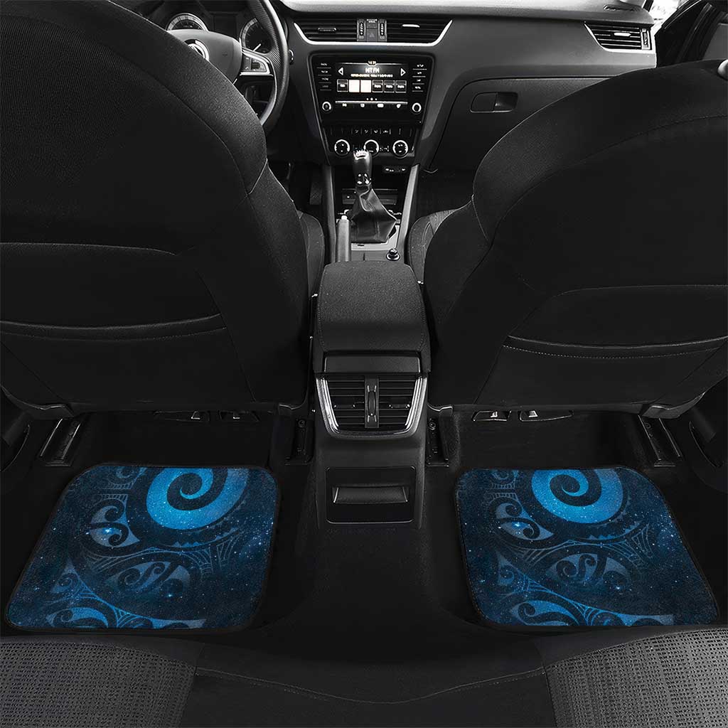 New Zealand Matariki Car Mats Maori Koru With Humpback Whale Blue LT05 Set 2pcs - Back Blue - Polynesian Pride