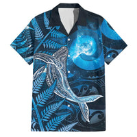 New Zealand Matariki Family Matching Long Sleeve Bodycon Dress and Hawaiian Shirt Maori Koru With Humpback Whale Blue LT05 Dad's Shirt - Short Sleeve Blue - Polynesian Pride