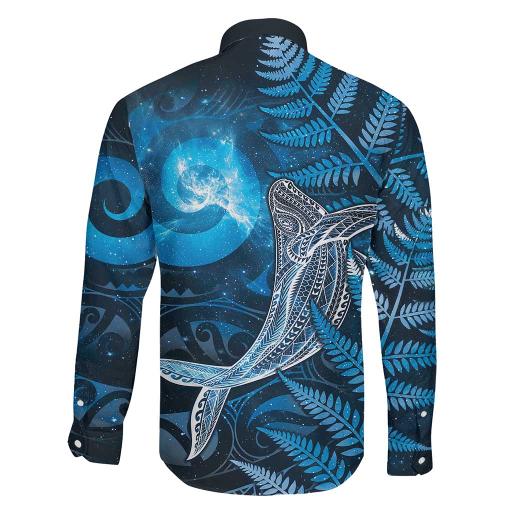New Zealand Matariki Family Matching Long Sleeve Bodycon Dress and Hawaiian Shirt Maori Koru With Humpback Whale Blue LT05 - Polynesian Pride