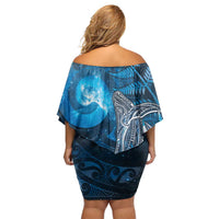 New Zealand Matariki Family Matching Off Shoulder Short Dress and Hawaiian Shirt Maori Koru With Humpback Whale Blue LT05 - Polynesian Pride