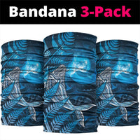 New Zealand Matariki Neck Gaiter Maori Koru With Humpback Whale Blue LT05 package One Size: 25*50cm Blue - Polynesian Pride