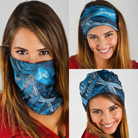New Zealand Matariki Neck Gaiter Maori Koru With Humpback Whale Blue LT05 - Polynesian Pride