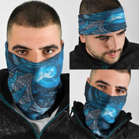 New Zealand Matariki Neck Gaiter Maori Koru With Humpback Whale Blue LT05 - Polynesian Pride