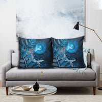 New Zealand Matariki Pillow Cover Maori Koru With Humpback Whale Blue