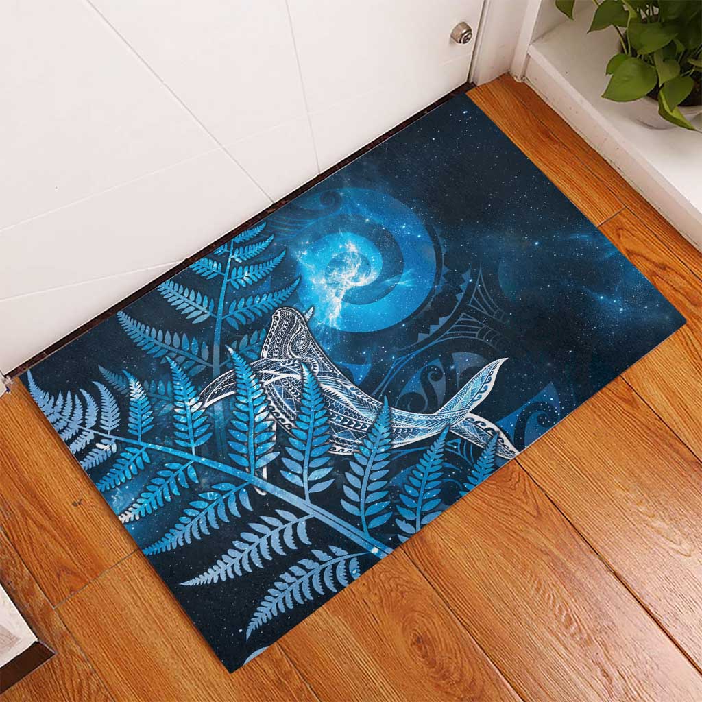 New Zealand Matariki Rubber Doormat Maori Koru With Humpback Whale Blue