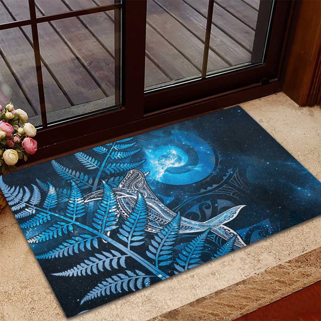 New Zealand Matariki Rubber Doormat Maori Koru With Humpback Whale Blue