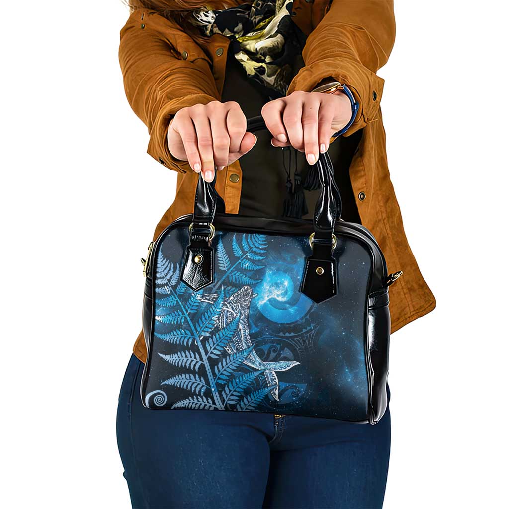 New Zealand Matariki Shoulder Handbag Maori Koru With Humpback Whale Blue LT05 One Size Blue - Polynesian Pride