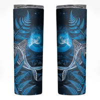New Zealand Matariki Skinny Tumbler Maori Koru With Humpback Whale Blue LT05 Blue - Polynesian Pride