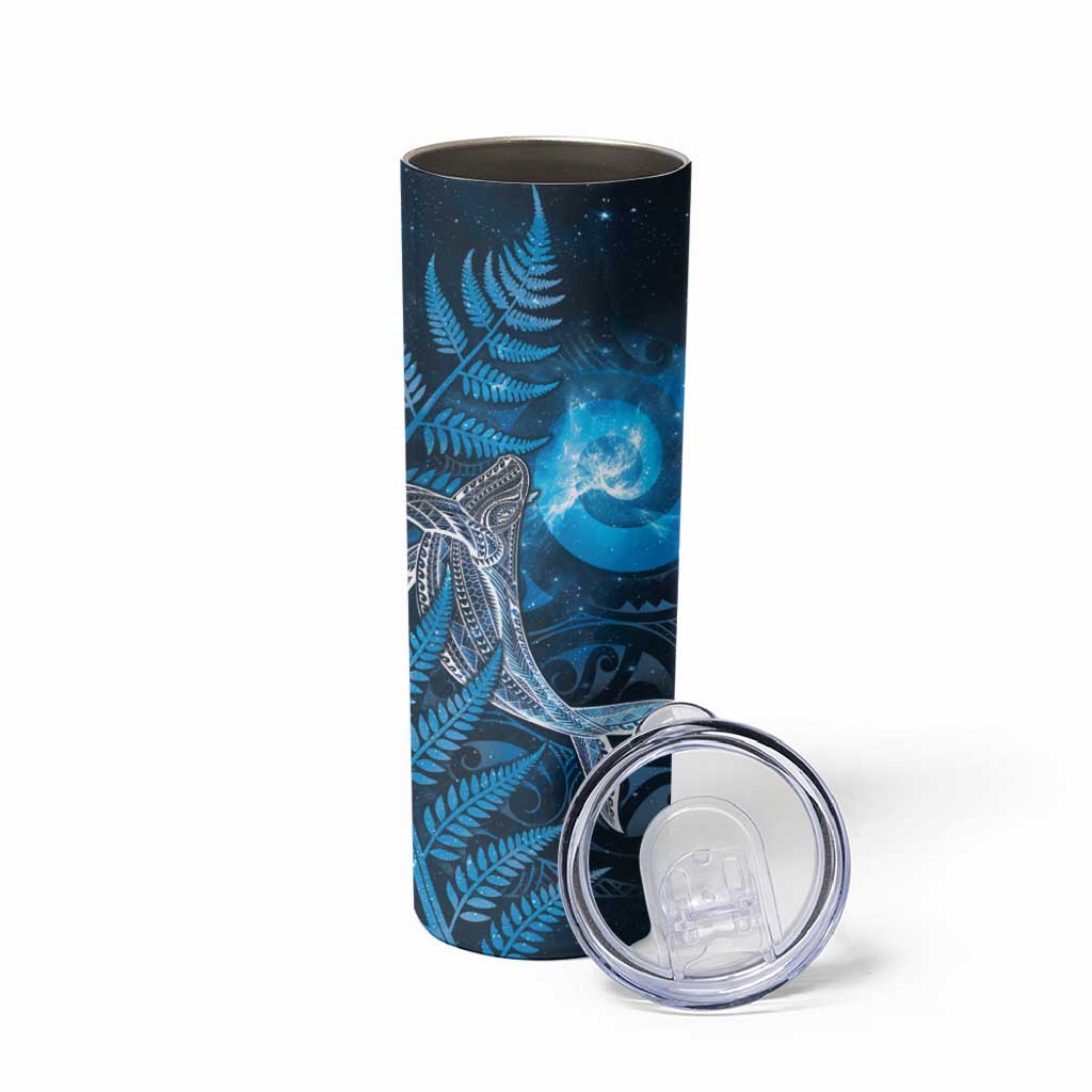New Zealand Matariki Skinny Tumbler Maori Koru With Humpback Whale Blue LT05 - Polynesian Pride