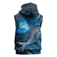 New Zealand Matariki Sleeveless Hoodie Maori Koru With Humpback Whale Blue LT05 - Polynesian Pride