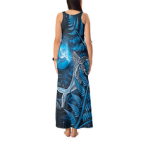 New Zealand Matariki Tank Maxi Dress Maori Koru With Humpback Whale Blue LT05 - Polynesian Pride