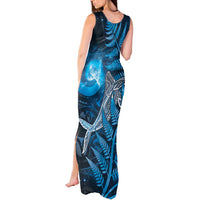 New Zealand Matariki Tank Maxi Dress Maori Koru With Humpback Whale Blue LT05 - Polynesian Pride