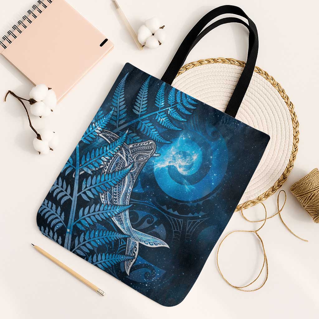 New Zealand Matariki Tote Bag Maori Koru With Humpback Whale Blue