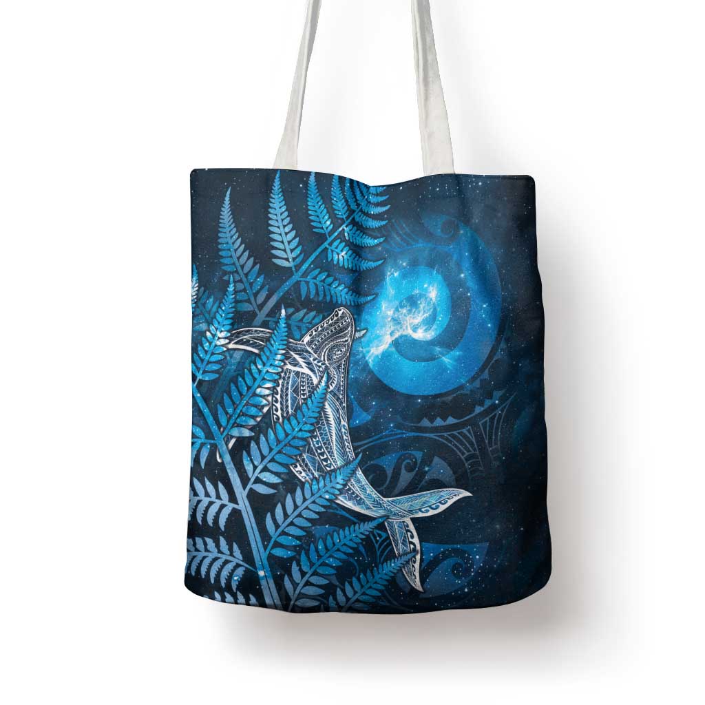 New Zealand Matariki Tote Bag Maori Koru With Humpback Whale Blue