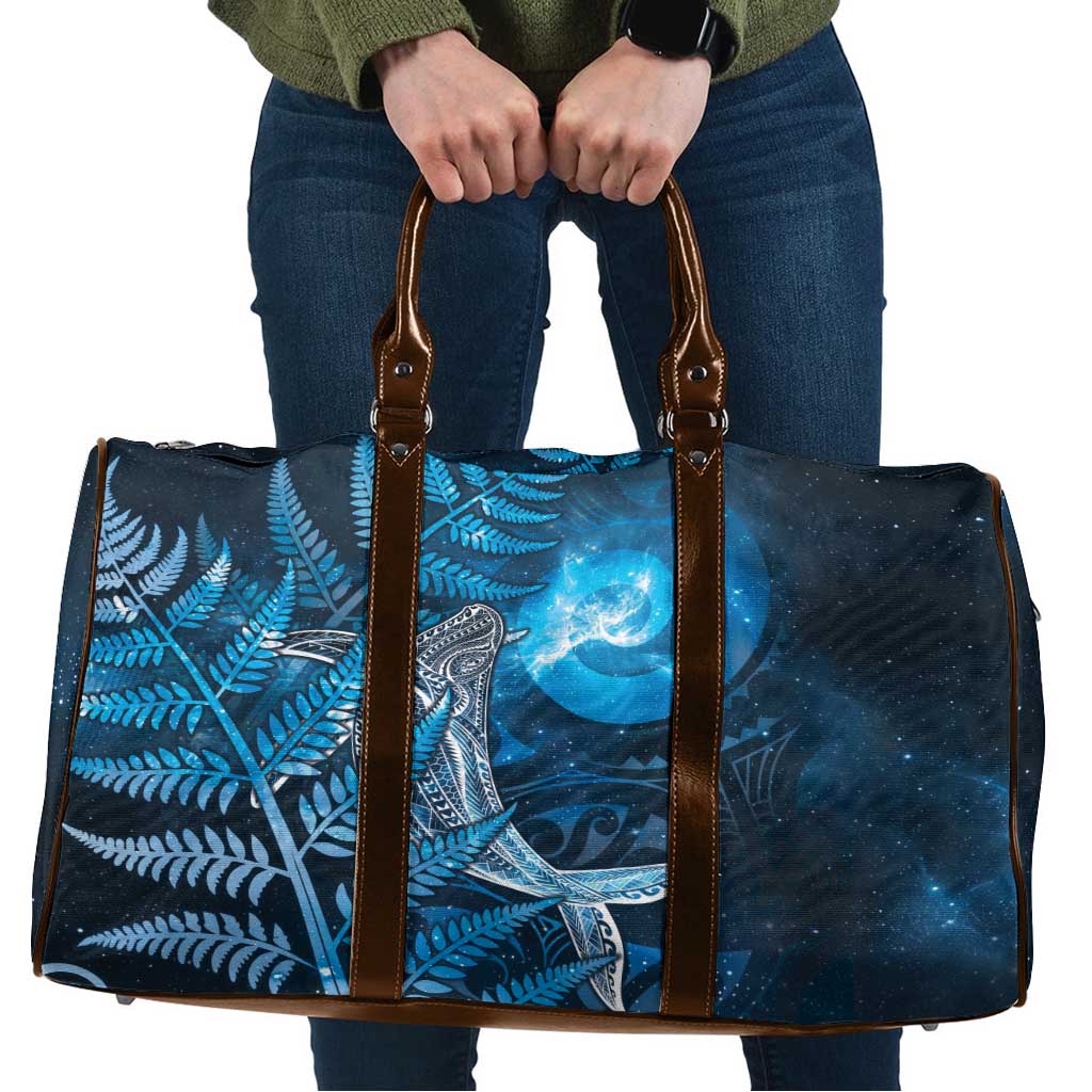 New Zealand Matariki Travel Bag Maori Koru With Humpback Whale Blue LT05 Blue - Polynesian Pride