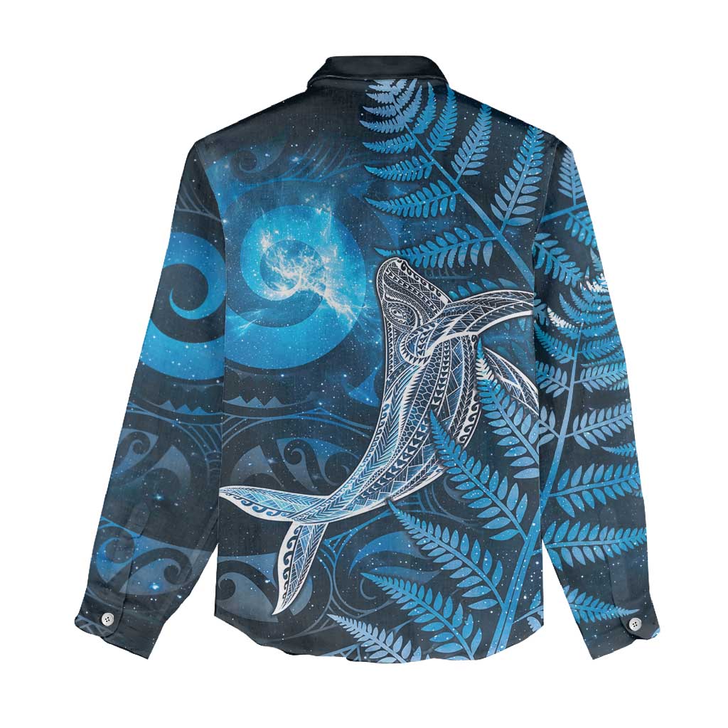 New Zealand Matariki Women Casual Shirt Maori Koru With Humpback Whale Blue LT05 - Polynesian Pride