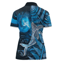 New Zealand Matariki Women Polo Shirt Maori Koru With Humpback Whale Blue LT05 - Polynesian Pride