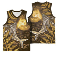 New Zealand Matariki Basketball Jersey Maori Koru With Humpback Whale Gold LT05 - Polynesian Pride