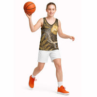 New Zealand Matariki Basketball Jersey Maori Koru With Humpback Whale Gold LT05 - Polynesian Pride
