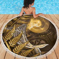 New Zealand Matariki Beach Blanket Maori Koru With Humpback Whale Gold LT05 - Polynesian Pride