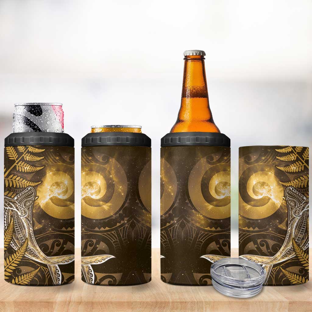 New Zealand Matariki 4 in 1 Can Cooler Tumbler Maori Koru With Humpback Whale Gold LT05 - Polynesian Pride