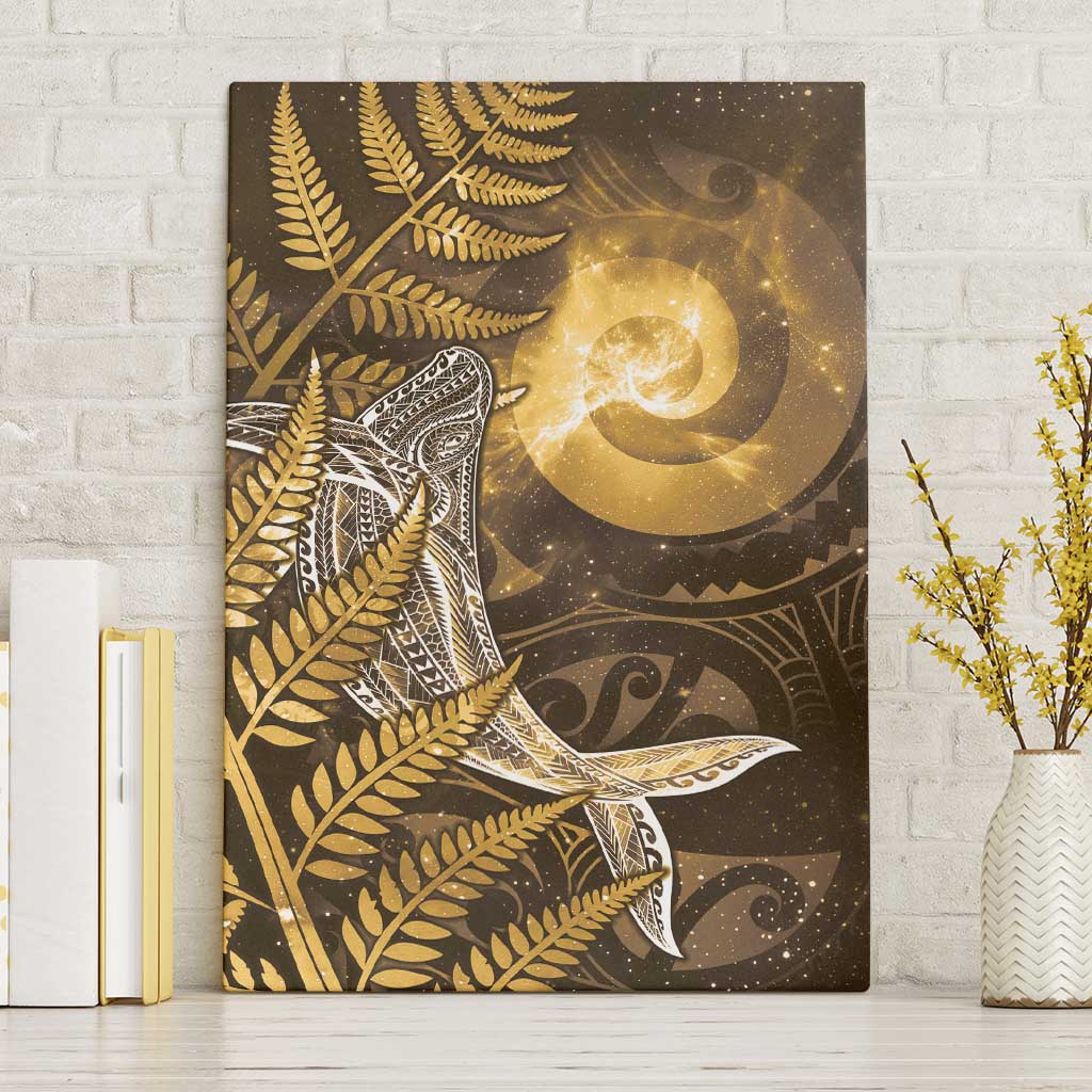 New Zealand Matariki Canvas Wall Art Maori Koru With Humpback Whale Gold LT05 Without Frame Gold - Polynesian Pride