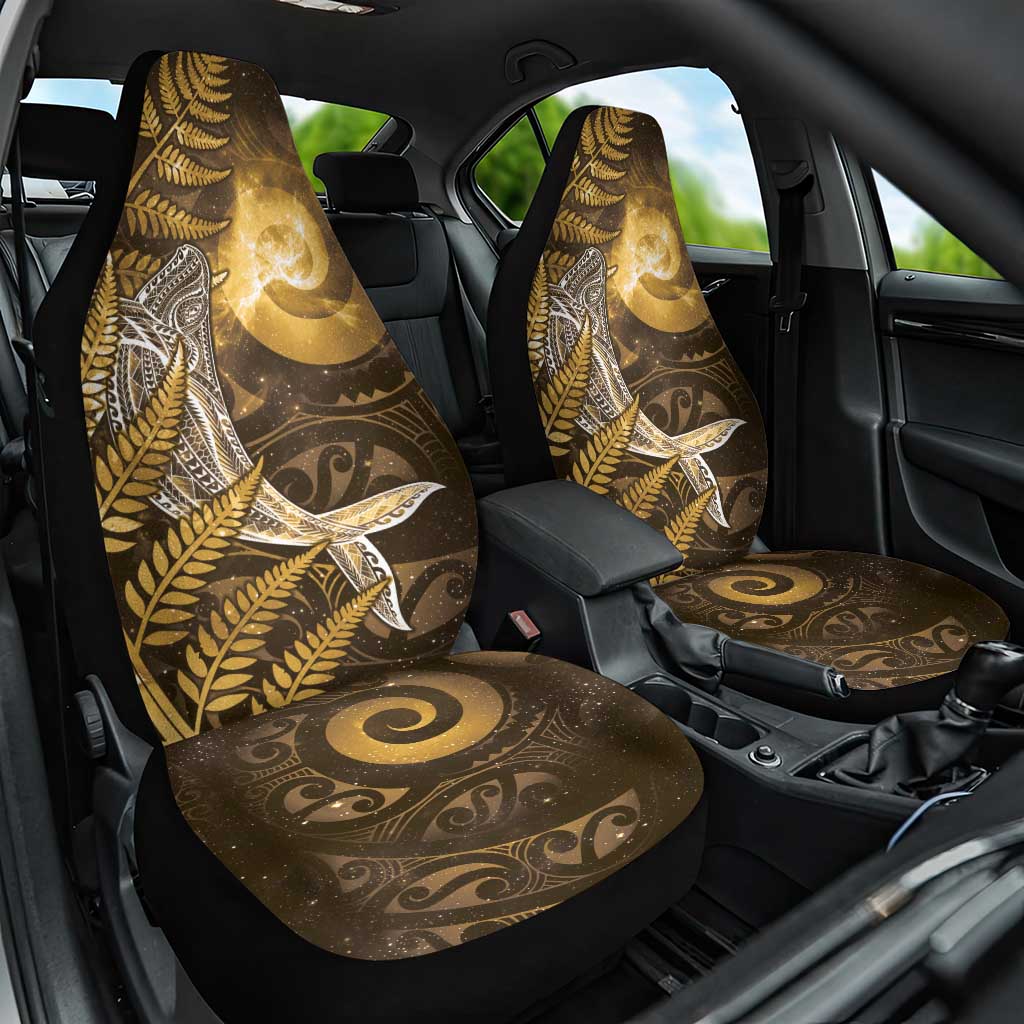 New Zealand Matariki Car Seat Cover Maori Koru With Humpback Whale Gold LT05 One Size Gold - Polynesian Pride