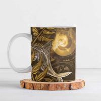 New Zealand Matariki Ceramic Mug Maori Koru With Humpback Whale Gold