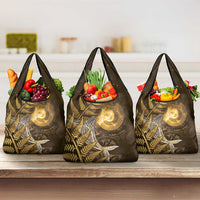 New Zealand Matariki Grocery Bag Maori Koru With Humpback Whale Gold