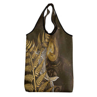 New Zealand Matariki Grocery Bag Maori Koru With Humpback Whale Gold