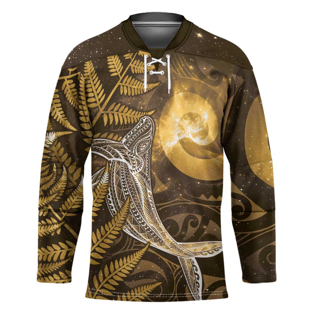New Zealand Matariki Hockey Jersey Maori Koru With Humpback Whale Gold LT05 Unisex Gold - Polynesian Pride