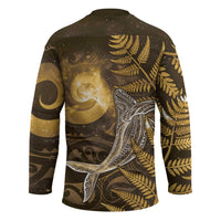 New Zealand Matariki Hockey Jersey Maori Koru With Humpback Whale Gold LT05 - Polynesian Pride