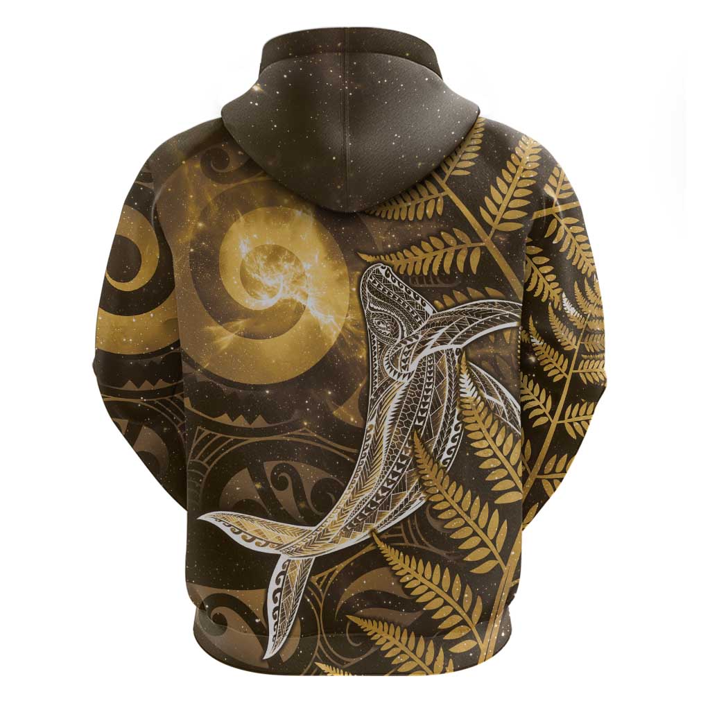 New Zealand Matariki Hoodie Maori Koru With Humpback Whale Gold LT05 - Polynesian Pride