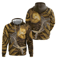 New Zealand Matariki Hoodie Maori Koru With Humpback Whale Gold LT05 - Polynesian Pride