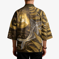 New Zealand Matariki Kimono Maori Koru With Humpback Whale Gold