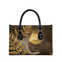 New Zealand Matariki Leather Bag Maori Koru With Humpback Whale Gold