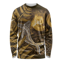 New Zealand Matariki Long Sleeve Shirt Maori Koru With Humpback Whale Gold LT05 Unisex Gold - Polynesian Pride