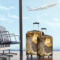 New Zealand Matariki Luggage Cover Maori Koru With Humpback Whale Gold LT05 - Polynesian Pride