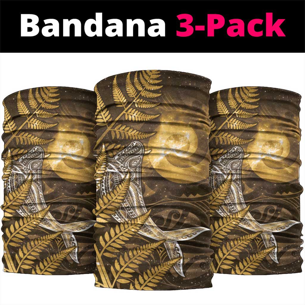 New Zealand Matariki Neck Gaiter Maori Koru With Humpback Whale Gold LT05 package One Size: 25*50cm Gold - Polynesian Pride