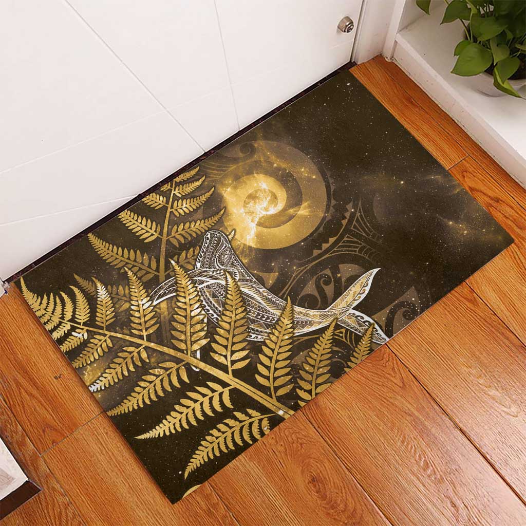 New Zealand Matariki Rubber Doormat Maori Koru With Humpback Whale Gold