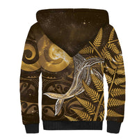 New Zealand Matariki Sherpa Hoodie Maori Koru With Humpback Whale Gold LT05 - Polynesian Pride