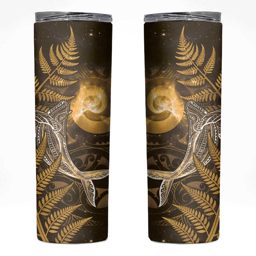 New Zealand Matariki Skinny Tumbler Maori Koru With Humpback Whale Gold