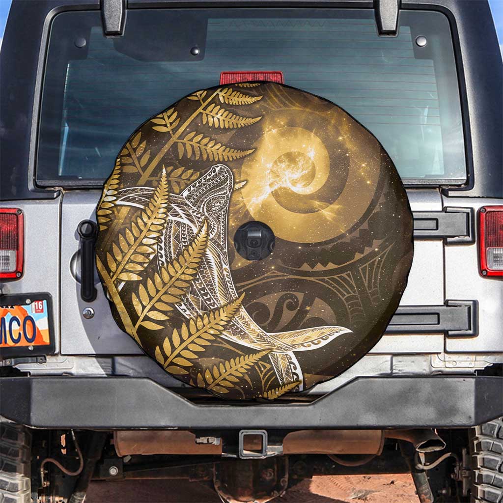 New Zealand Matariki Spare Tire Cover Maori Koru With Humpback Whale Gold LT05 Gold - Polynesian Pride